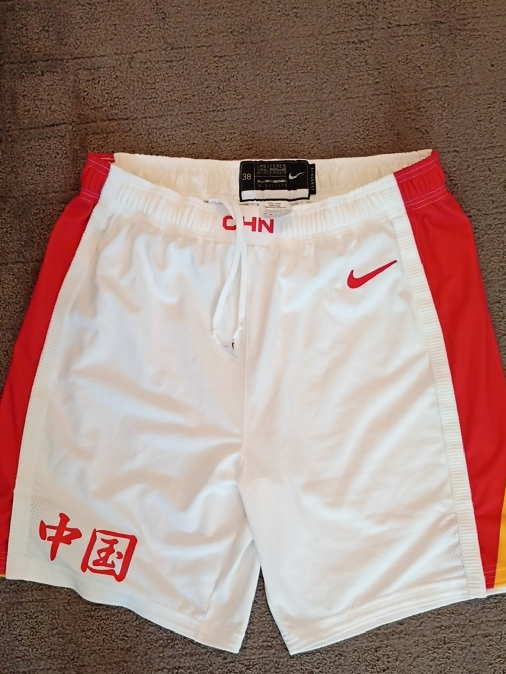 Nike Men’s White & Red Athletic Shorts with China Graphic